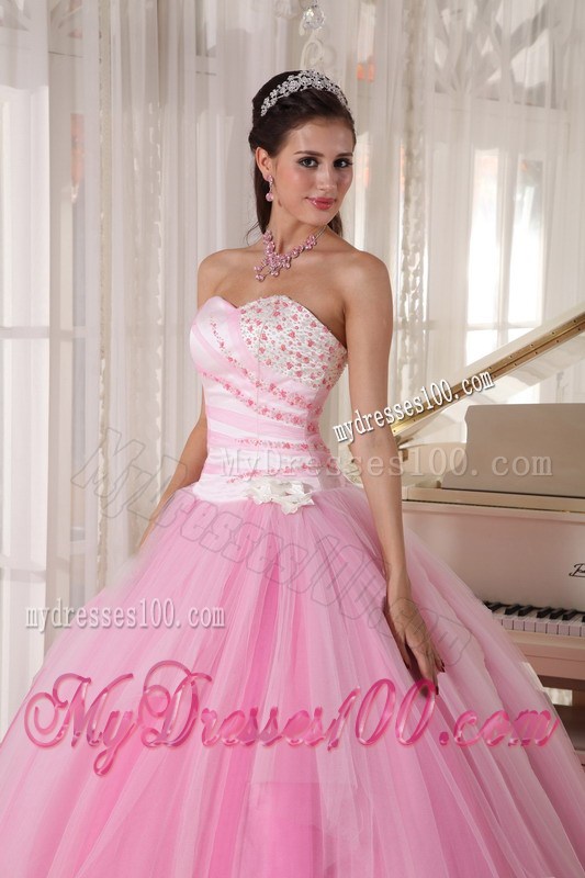 Baby Pink Sweet 15 Dresses with Diamonds Ruffles and Big Puffy Skirt