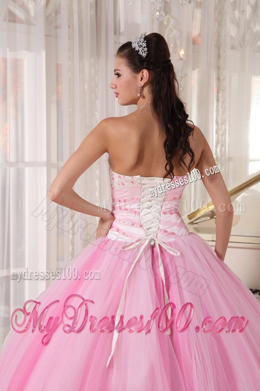 Baby Pink Sweet 15 Dresses with Diamonds Ruffles and Big Puffy Skirt