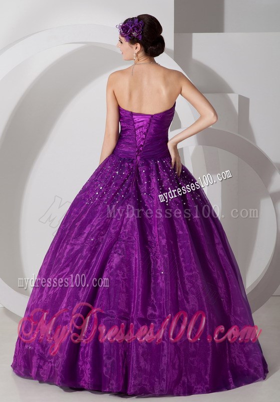 Purple Puffy Ruched Quinceanera Dresses with Sequins For All Beauties