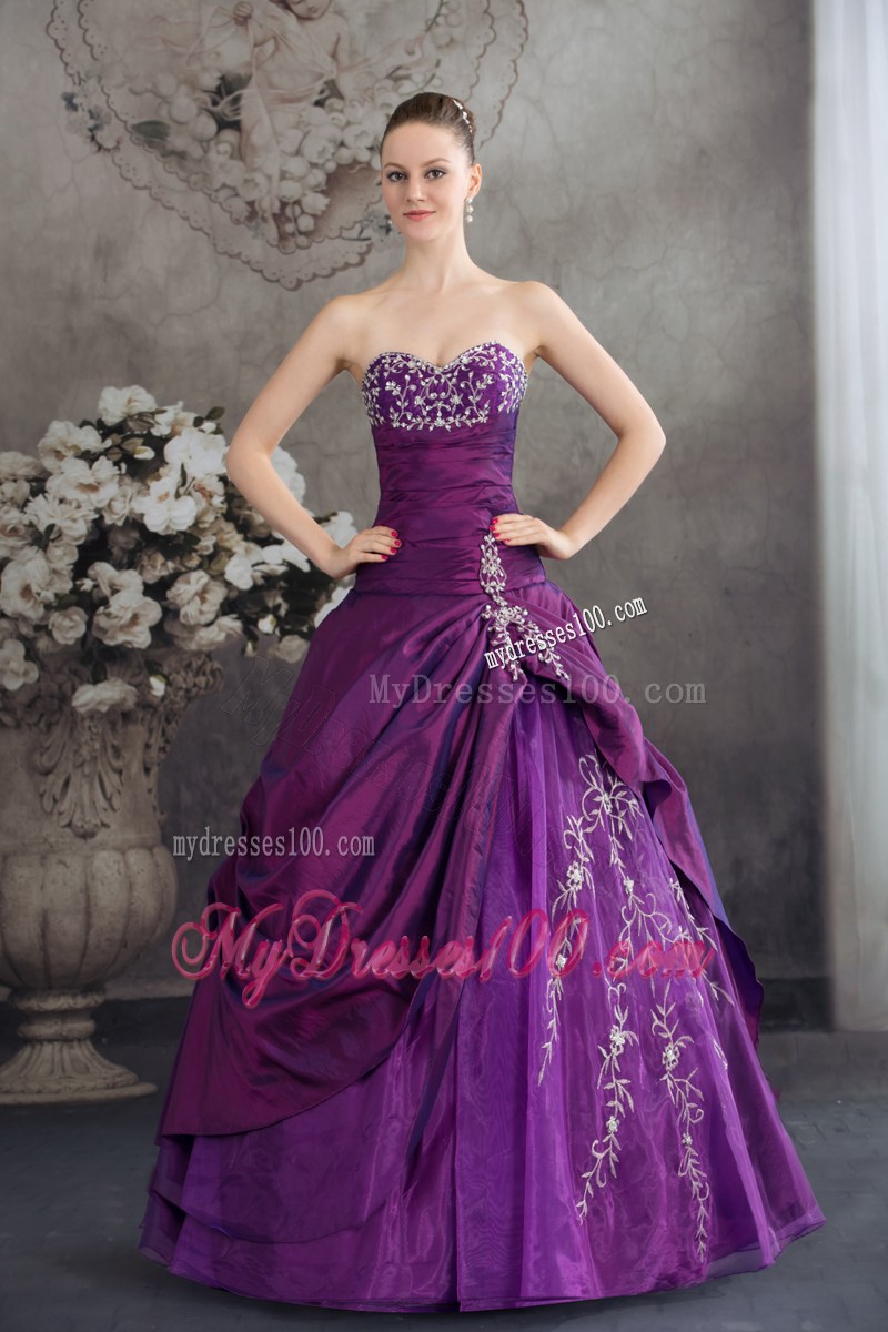 Ruche Diamond Decorated Dress for Quince with Slit and Embroideries