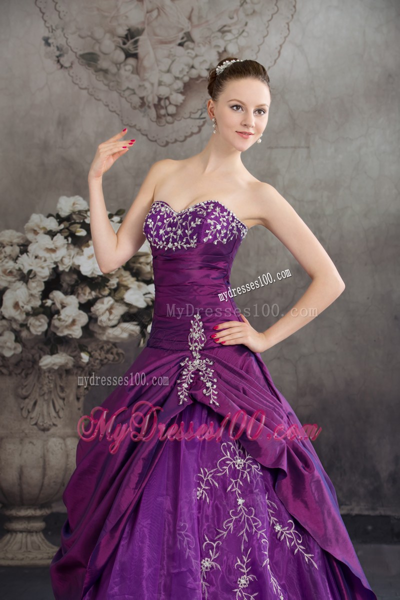 Ruche Diamond Decorated Dress for Quince with Slit and Embroideries