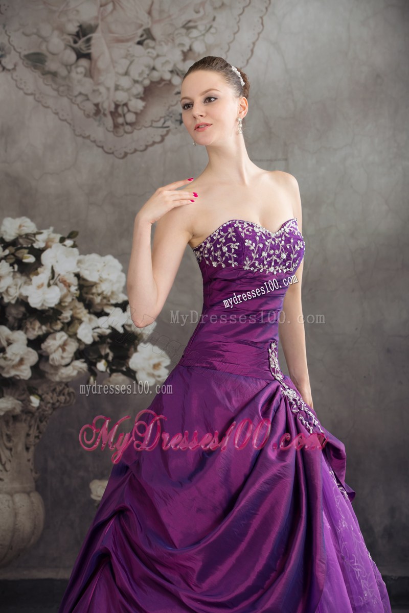Ruche Diamond Decorated Dress for Quince with Slit and Embroideries