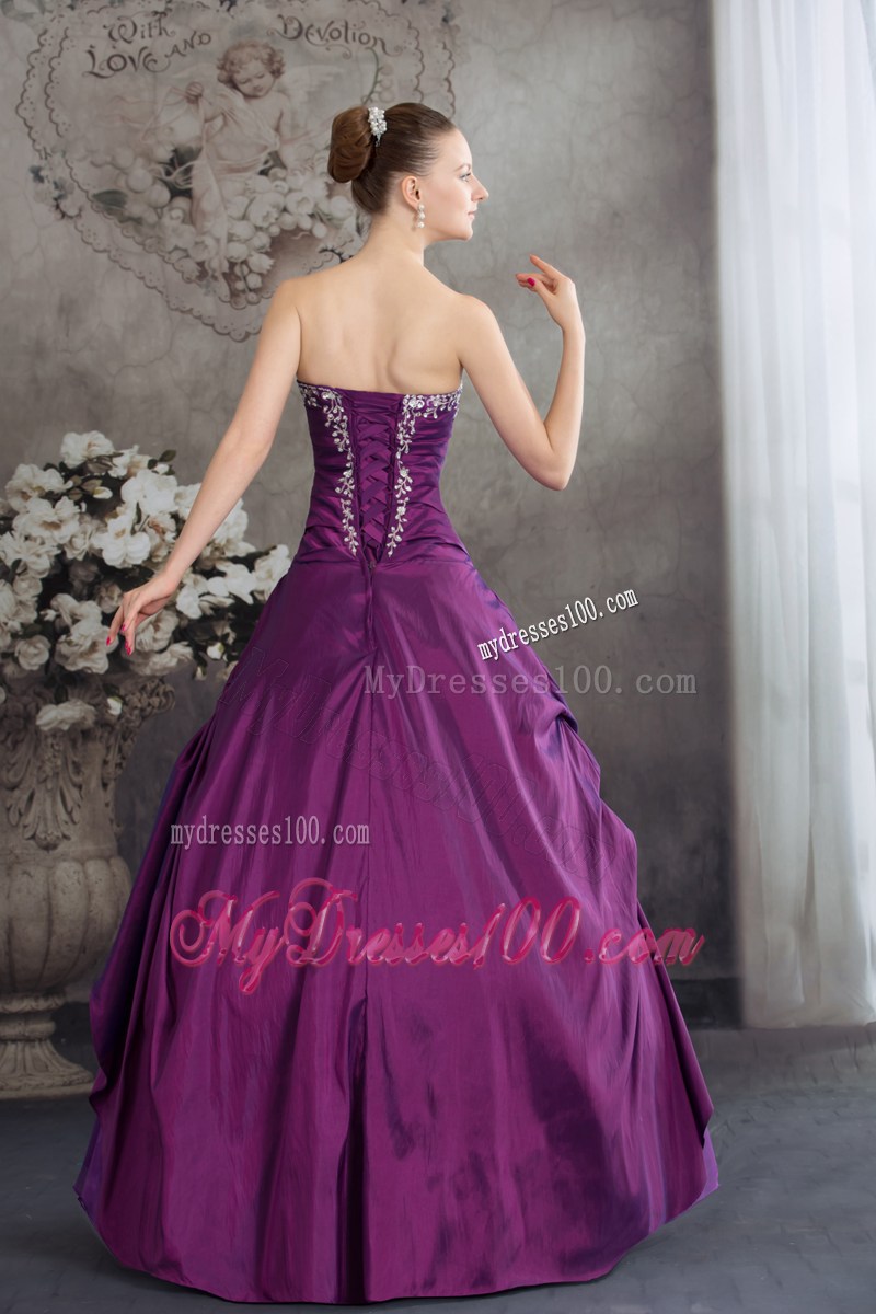 Ruche Diamond Decorated Dress for Quince with Slit and Embroideries