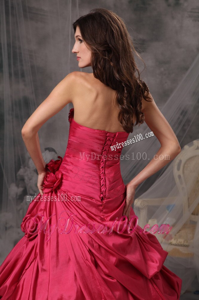 Ruching Tiers Quinceanera Dress with Flowers Neckline and Handle Flowers