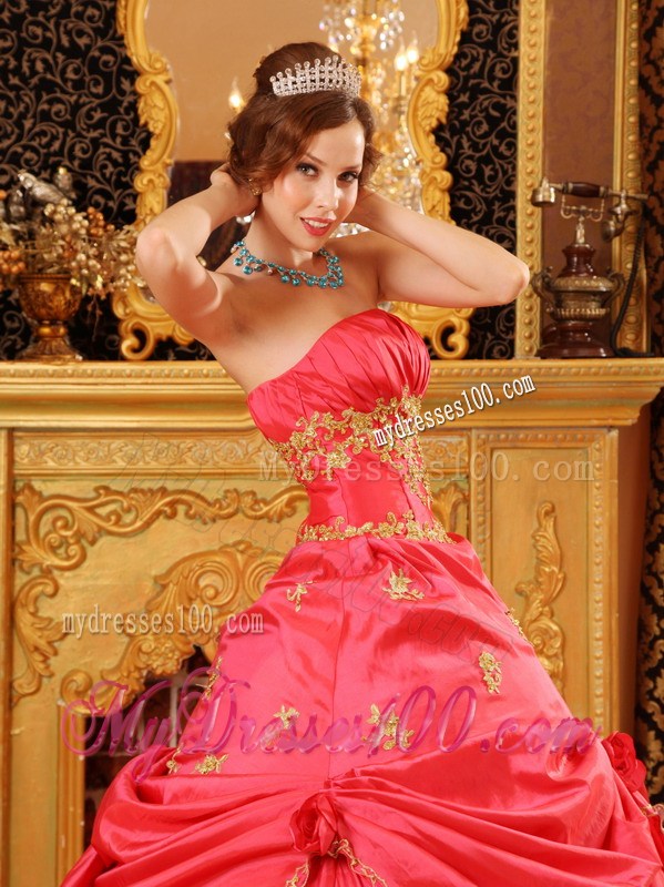 Handle Flowers Sweet 16 Dresses Decorated with Appliques and Lace Edge