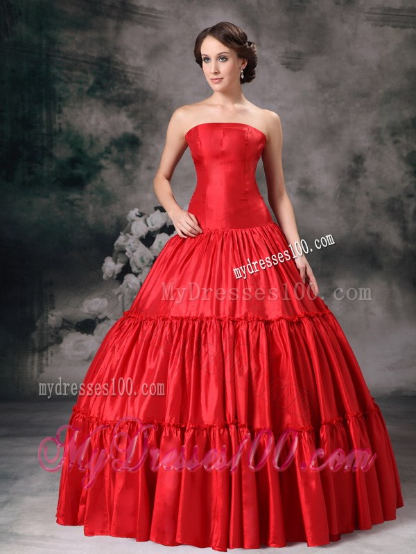 Strapless Pleating Bodice Dress for Quince with Steel Ring Puffy Skirt