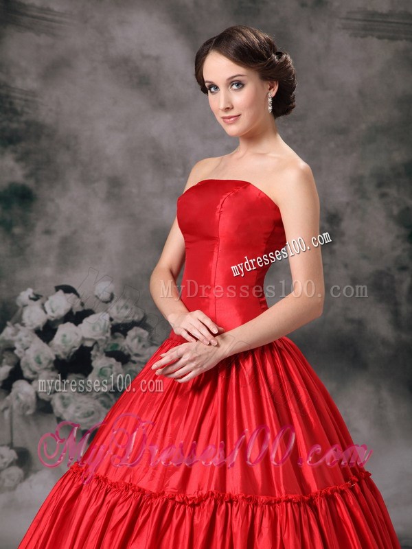Strapless Pleating Bodice Dress for Quince with Steel Ring Puffy Skirt