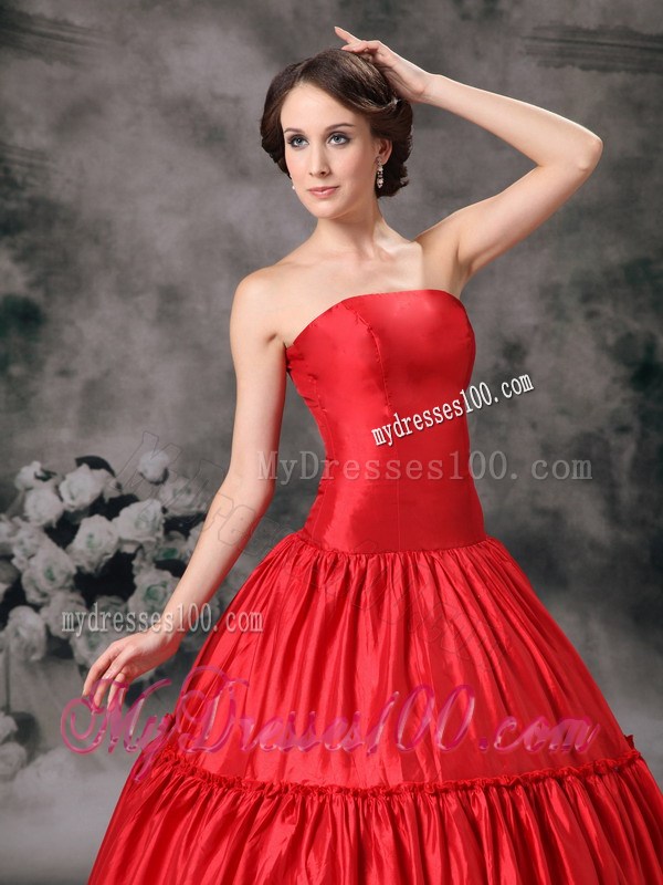 Strapless Pleating Bodice Dress for Quince with Steel Ring Puffy Skirt