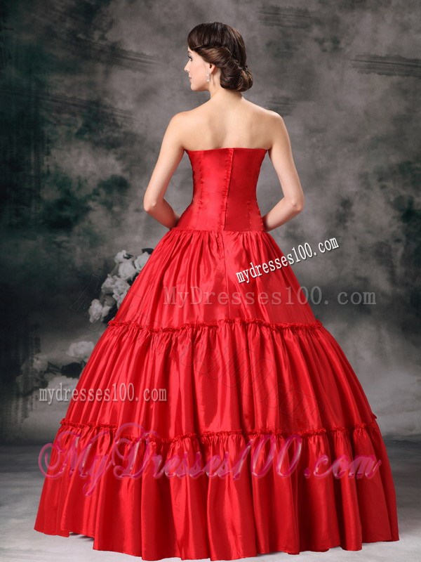 Strapless Pleating Bodice Dress for Quince with Steel Ring Puffy Skirt