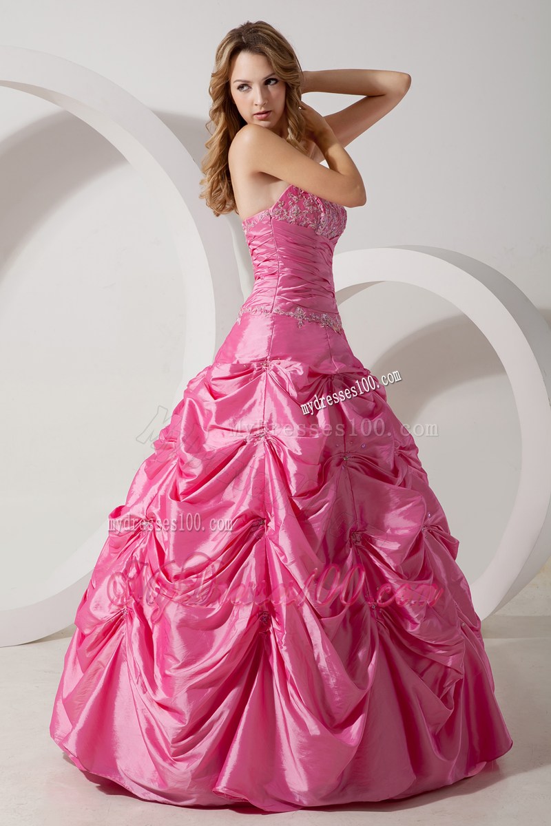 Modest Ruching Pick-ups and Beading Decorated Sweet 16 Dresses in Pink