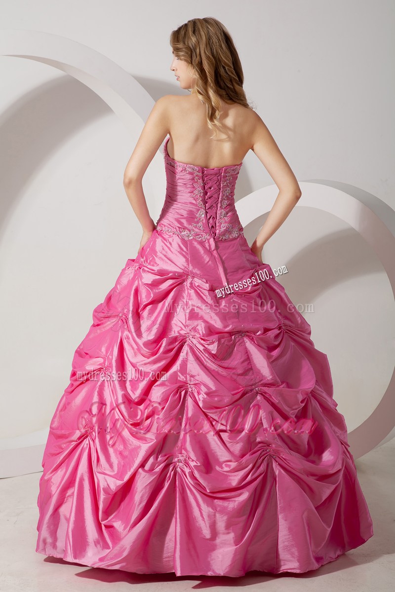 Modest Ruching Pick-ups and Beading Decorated Sweet 16 Dresses in Pink