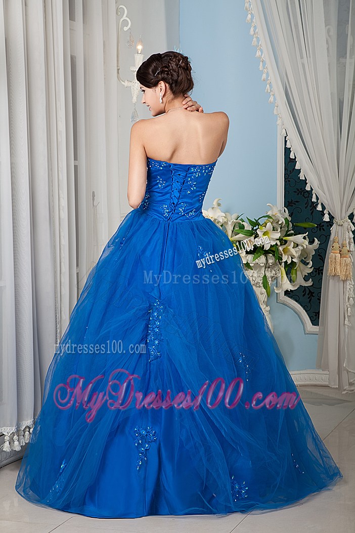 Strapless Full Length Puffy Sweet 16 Dresses with Appliques For Girls