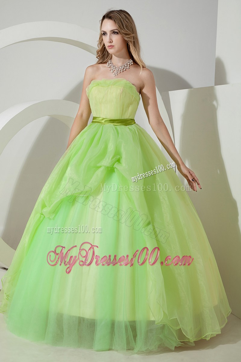 Brand New Apple Green Sweet sixteen dresses with Satin Sash For Beauties