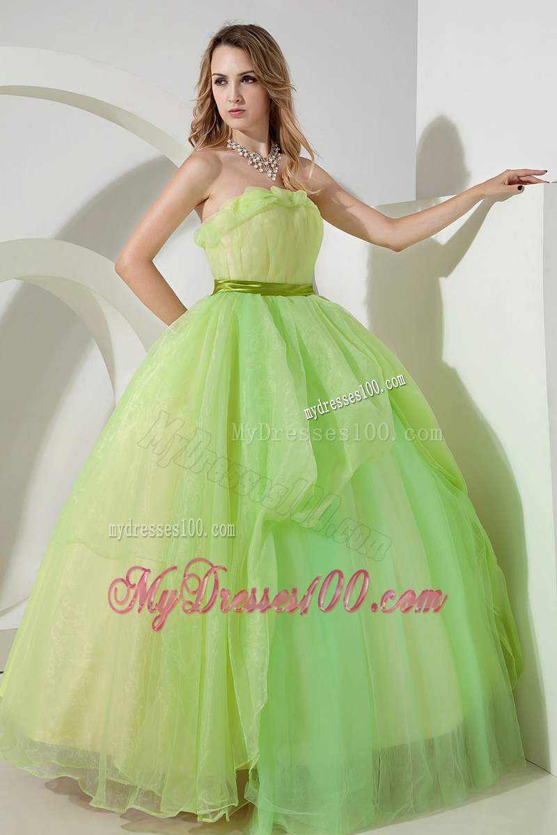 Brand New Apple Green Sweet sixteen dresses with Satin Sash For Beauties