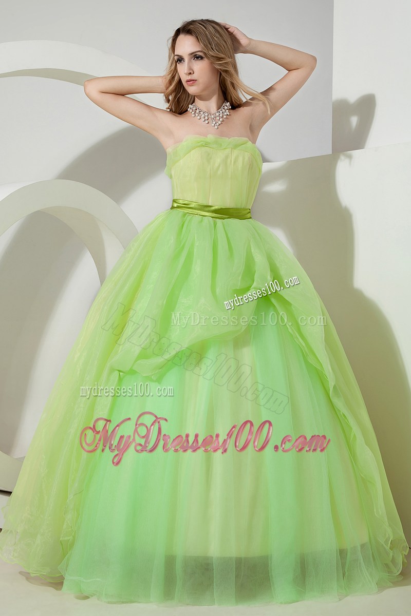 Brand New Apple Green Sweet sixteen dresses with Satin Sash For Beauties