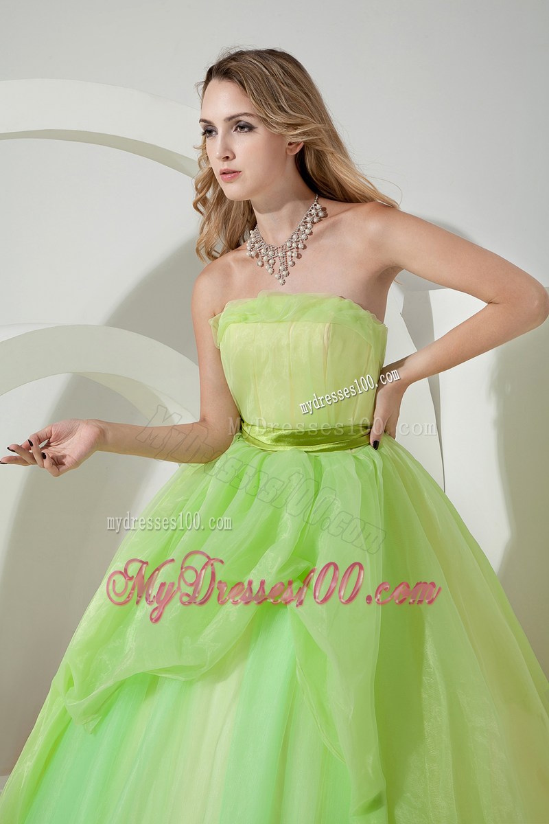 Brand New Apple Green Sweet sixteen dresses with Satin Sash For Beauties