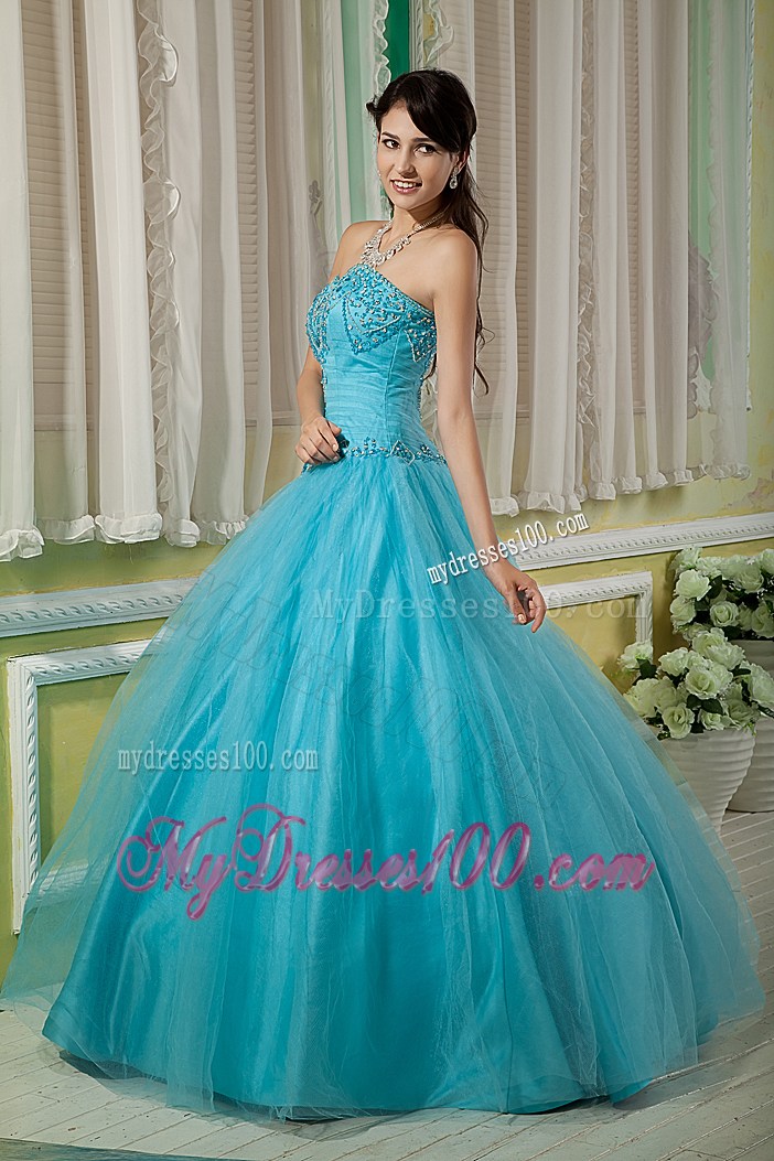 Lovely Aqua Blue Appliques Sweetheart Quinceanera Dresses Tulle