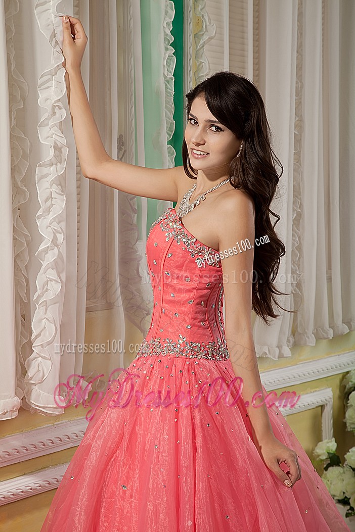 Sweet Ruffles Watermelon Beaded Quinceanera Dresses Ball Gown