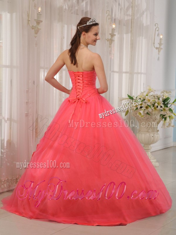 Sweetheart Tulle Ruching Sweet sixteen dresses Decorated with Handle Flowers