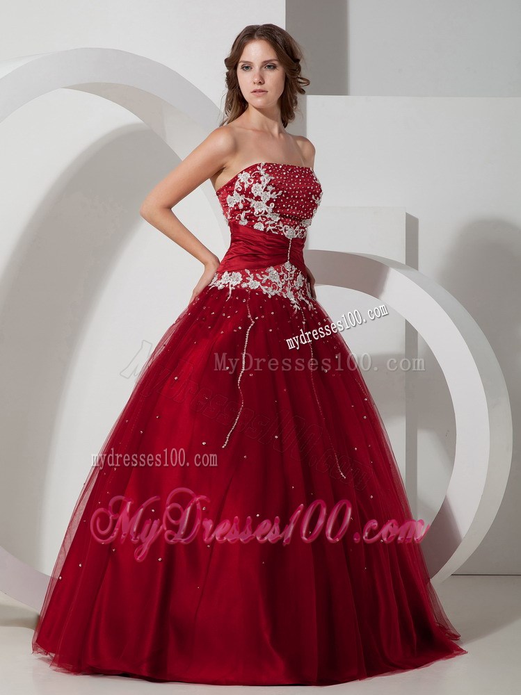 Beading Appliques Strapless Sweet 16 Dresses with Ruching Satin Sash