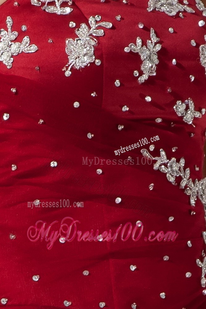 Wine Red Ball Gown Quinceanera Dresses Decorated with Beading Appliques