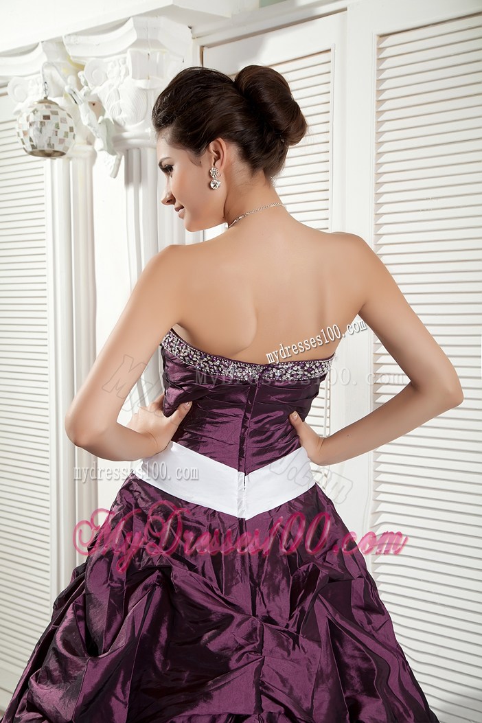 Big Bowknot Beaded Burgundy Quinceanera Dresses Zipper-up