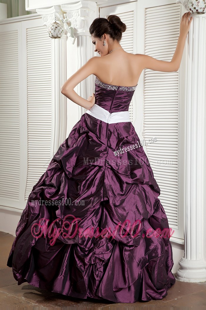 Big Bowknot Beaded Burgundy Quinceanera Dresses Zipper-up