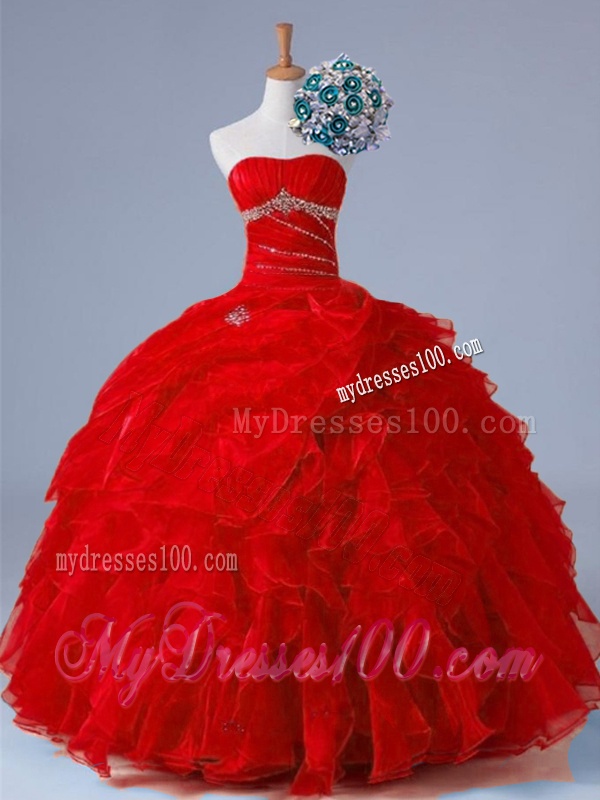 2016 Pretty Strapless Quinceanera Dresses with Beading and Ruffles