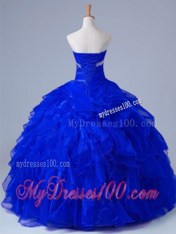 2016 Artistic Strapless Beaded and Ruffles Quinceanera Gowns in Organza