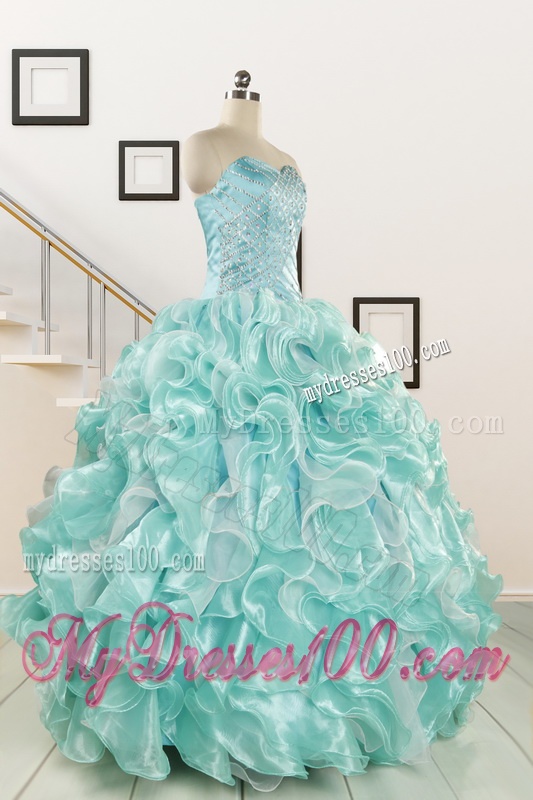 2016 Beautiful Beading Quinceanera Dresses in Apple Green