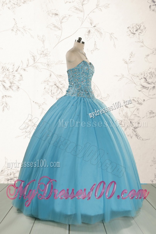 2016 Brand New Style Ball Gown Beading Quinceanera Dress in Baby Blue