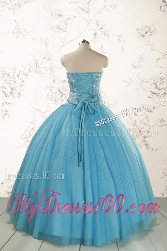 2016 Brand New Style Ball Gown Beading Quinceanera Dress in Baby Blue
