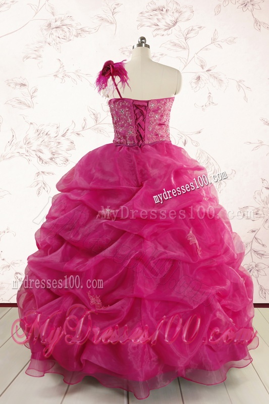 2016 Cheap Appliques Quinceanera Dresses in Fuchsia