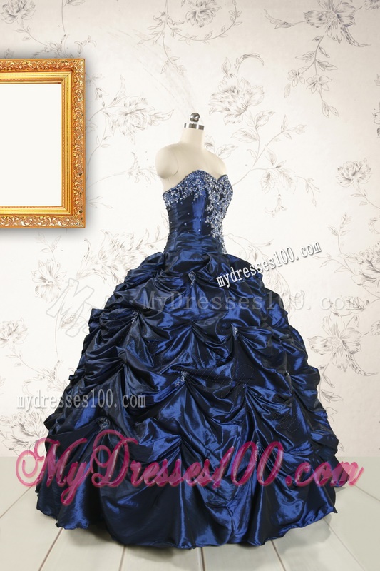 2016 Exclusive Appliques Navy Blue Quinceanera Dresses