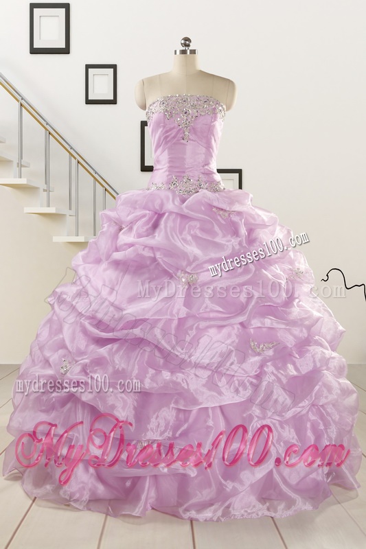 2016 Gorgeous Lilac Quinceanera Dresses with Appliques and Ruffles