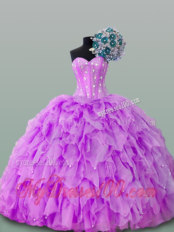 2016 Popular Sweetheart Beaded Quinceanera Gowns in Organza