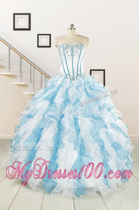 2016 Pretty Appliques and Ruffles Quinceanera Dresses in Multi-color