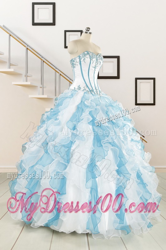 2016 Pretty Appliques and Ruffles Quinceanera Dresses in Multi-color