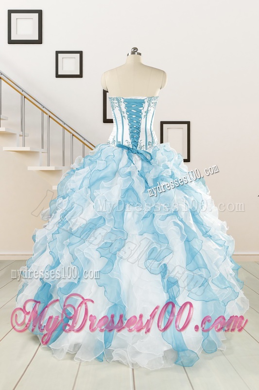 2016 Pretty Appliques and Ruffles Quinceanera Dresses in Multi-color