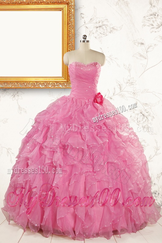2016 Pretty Sweetheart Beading Baby Pink Quinceanera Dresses