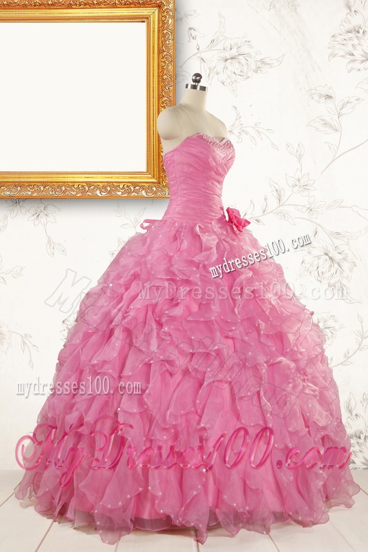 2016 Pretty Sweetheart Beading Baby Pink Quinceanera Dresses