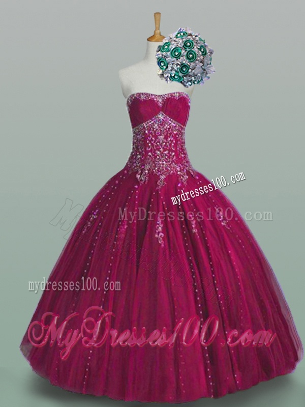 2016 Romantic Strapless Beaded Quinceanera Gowns in Tulle