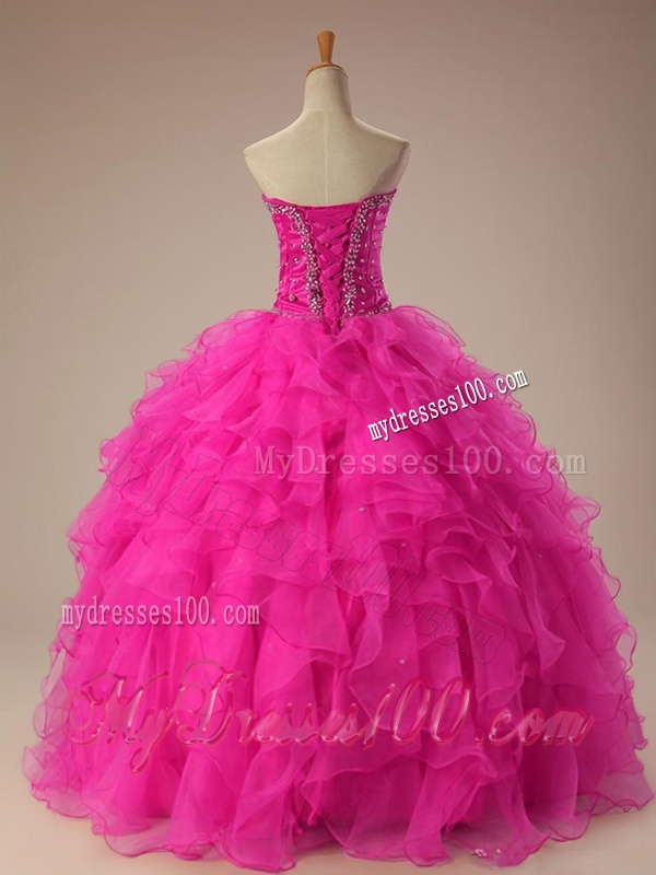2016 Sexy Sweetheart Ball Gown Sweet 16 Dresses in Hot Pink