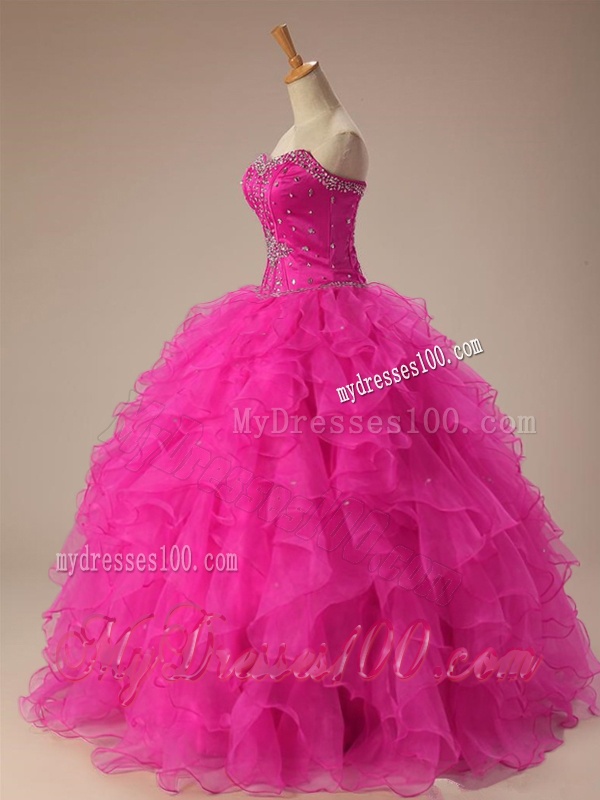 2016 Sexy Sweetheart Ball Gown Sweet 16 Dresses in Hot Pink