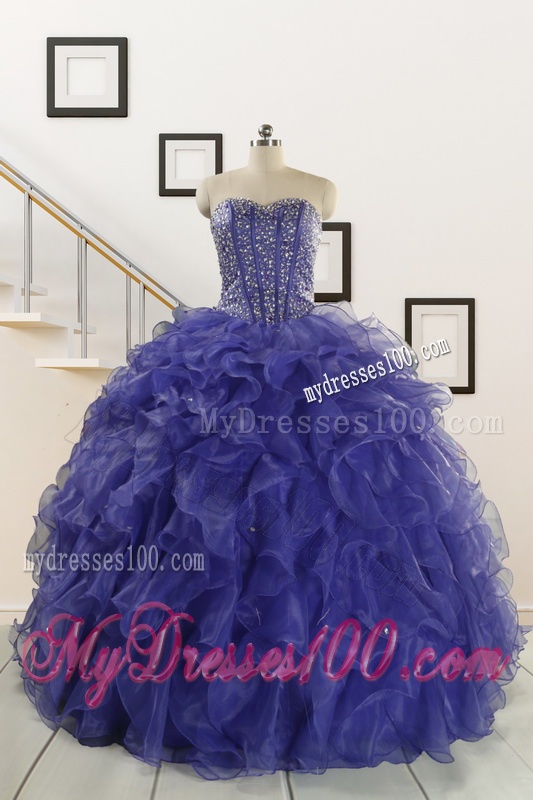 2016 Sweetheart Ruffles Purple Quinceanera Dresses with Wraps