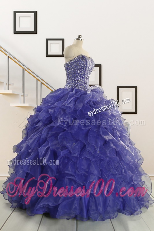 2016 Sweetheart Ruffles Purple Quinceanera Dresses with Wraps