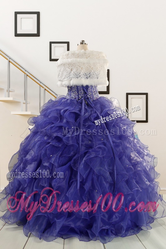 2016 Sweetheart Ruffles Purple Quinceanera Dresses with Wraps