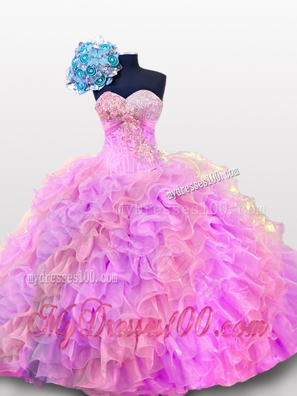 2016 Sweetheart Sequins and Ruffles Quinceanera Gowns in Organza