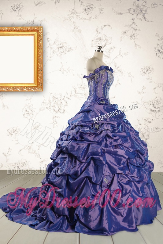 2016 Unique Purple Quinceanera Dresses with Brush Train