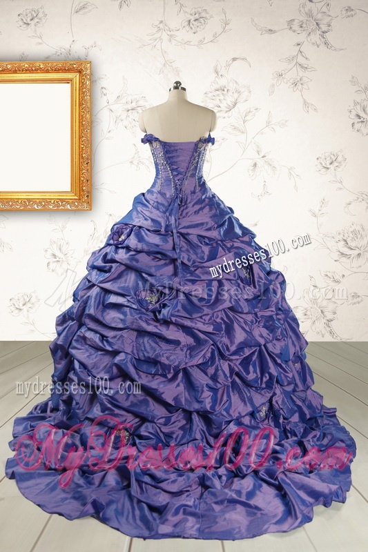 2016 Unique Purple Quinceanera Dresses with Brush Train